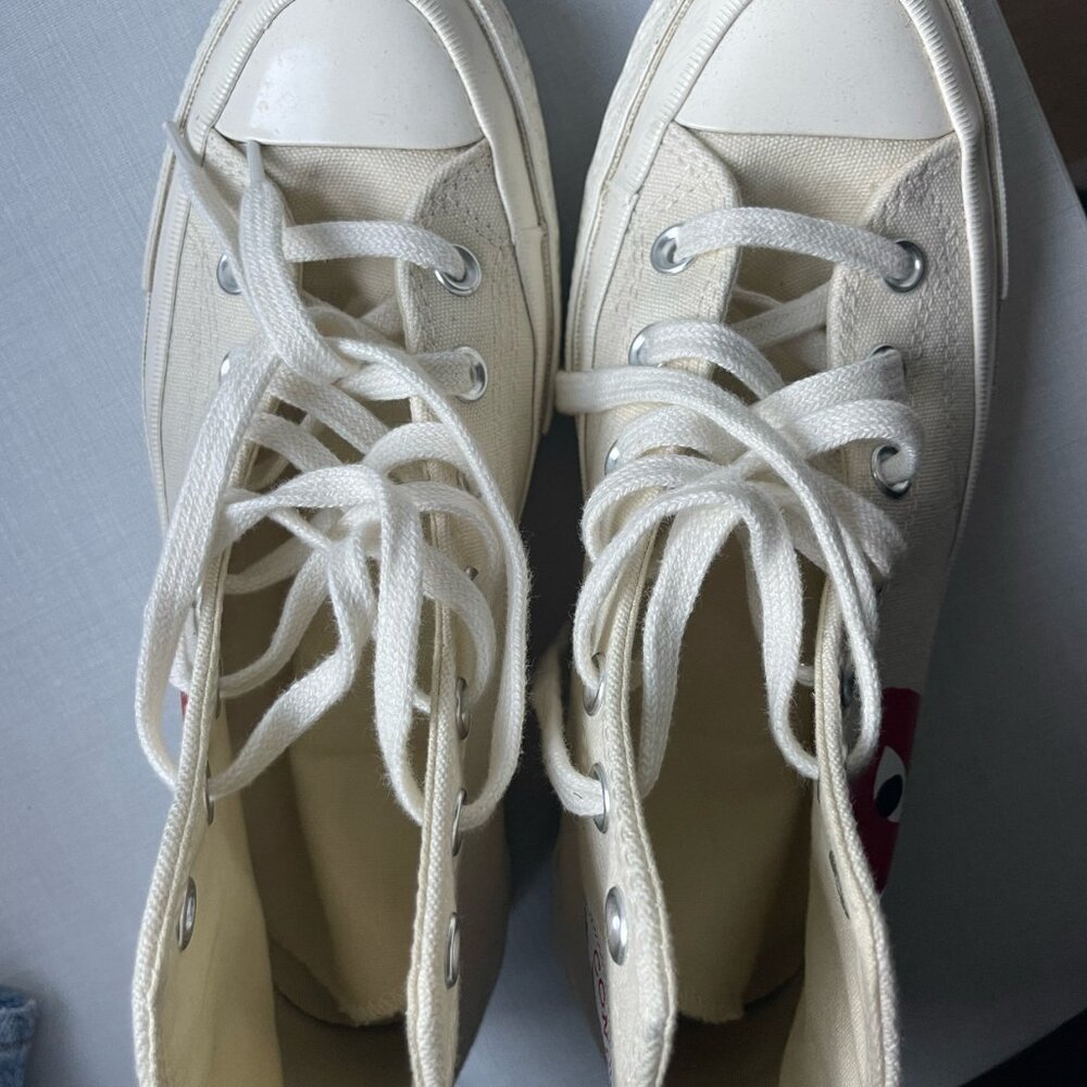 COMME DES GARCONS PLAY Converse High Top Canvas Sneakers- MENS 5 1/2 - WOMANS 7 - Picture 7 of 10